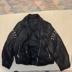 Cappadose Black Faux Leather Moto Jacket – Size S/M